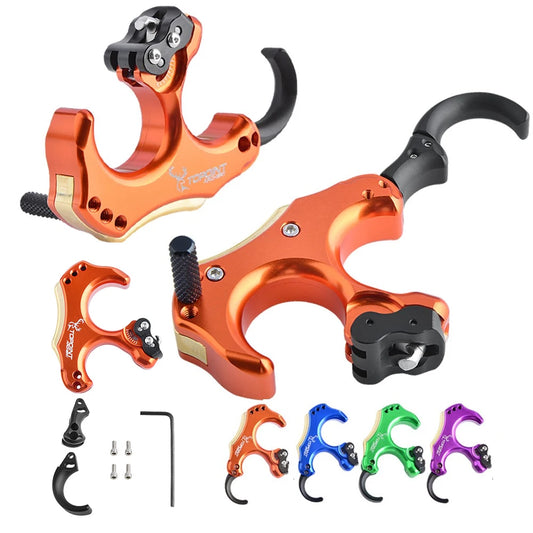 Compound Bow Release Back Tension 3/4 Finger Thumb Trigger Grip for Left Right Hand Hunting Shooting Archery Accessories