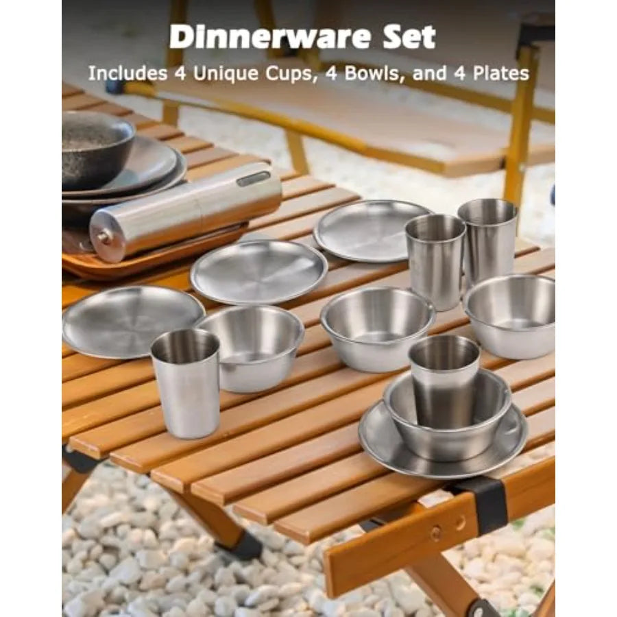 Camping Cooking Set - Camping Utensil Set Car Camping Cooking entials Gear for Camp Kitchen Cooking and Grilling, Stainl Steel