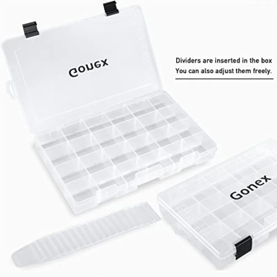 Fishing Tackle Boxes, 3600 3700 Tackle Trays with Adjustable Dividers, Clear Plastic Tackle Box Organizer Storage for Fishing L