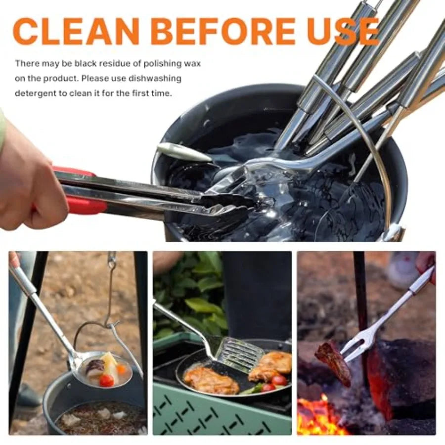 Portable Camping Cooking Utensils Set, Camp Kitchen Set with Organizer Bag, RV entials Outdoor Cooking Utensil Kit for Travel,