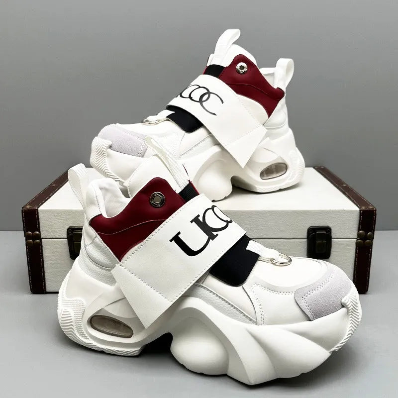 Cross-border large-size thick-soled anti-slip casual shoes, suitable for couple sports shoes, casual high-top shoes