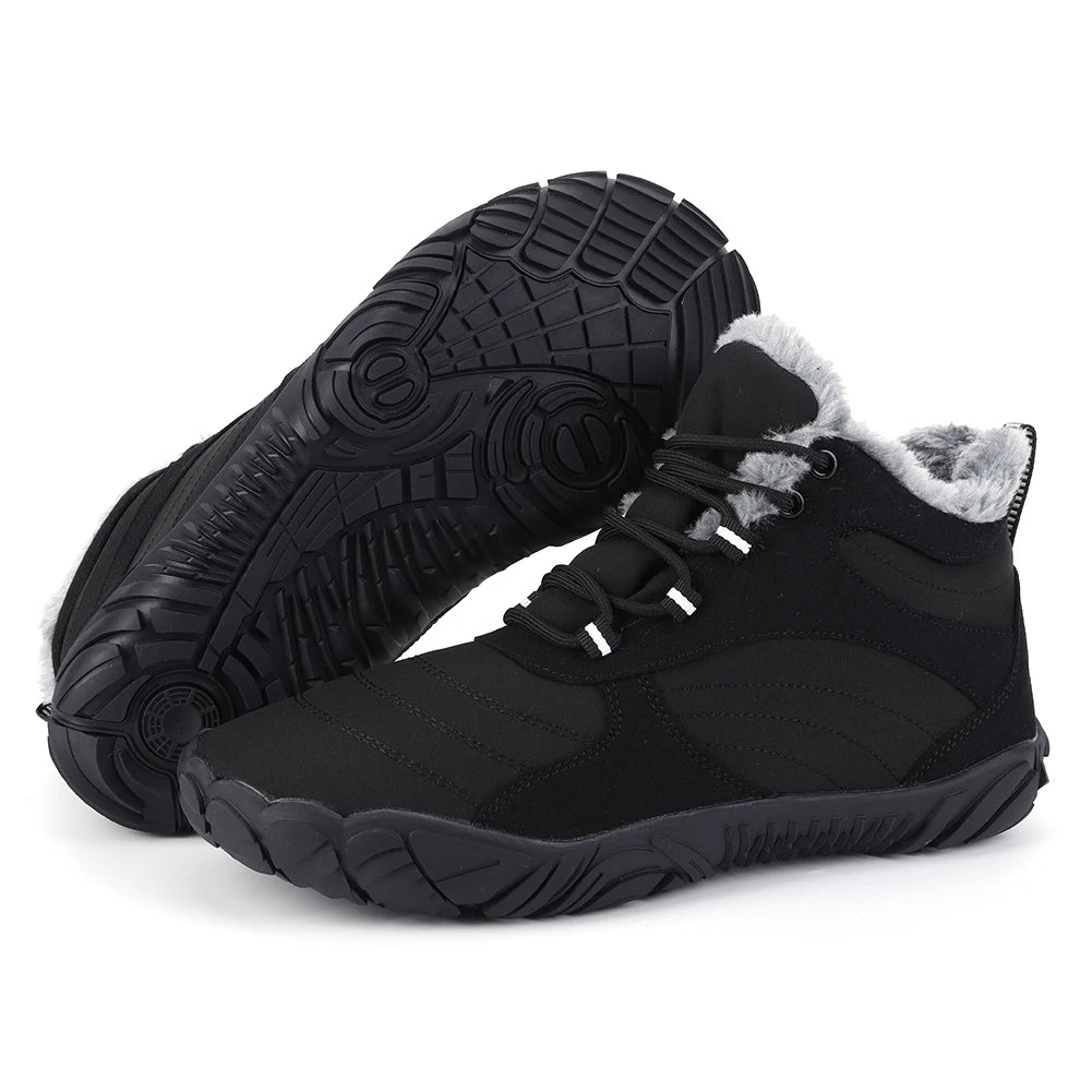 Warm Hike Shoes Non-Slip Waterproof Warm Fur Lined for Women Men (Black 40)