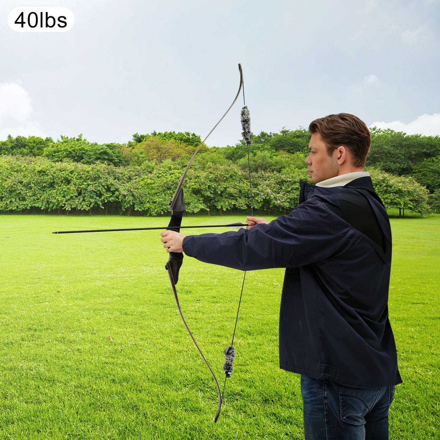 18.14kg/40lbs Takedown Recurve Bow, Wooden Recurve Bow, Recurve Bow Kit Used to Practice Basic Archery Posture, Aiming, and Release Techniques in a Backyard or at a Shooting Range