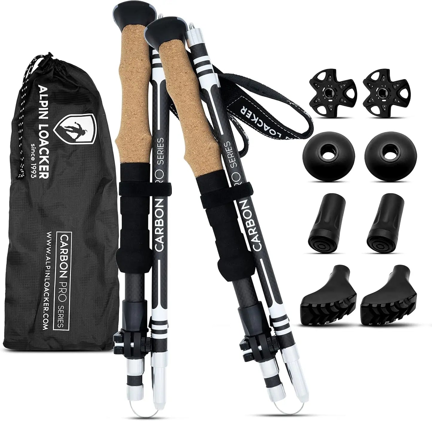 Collapsible Trekking Poles: Ultra Lightweight Carbon/Aluminum, Adjustable for Hiking & Walking