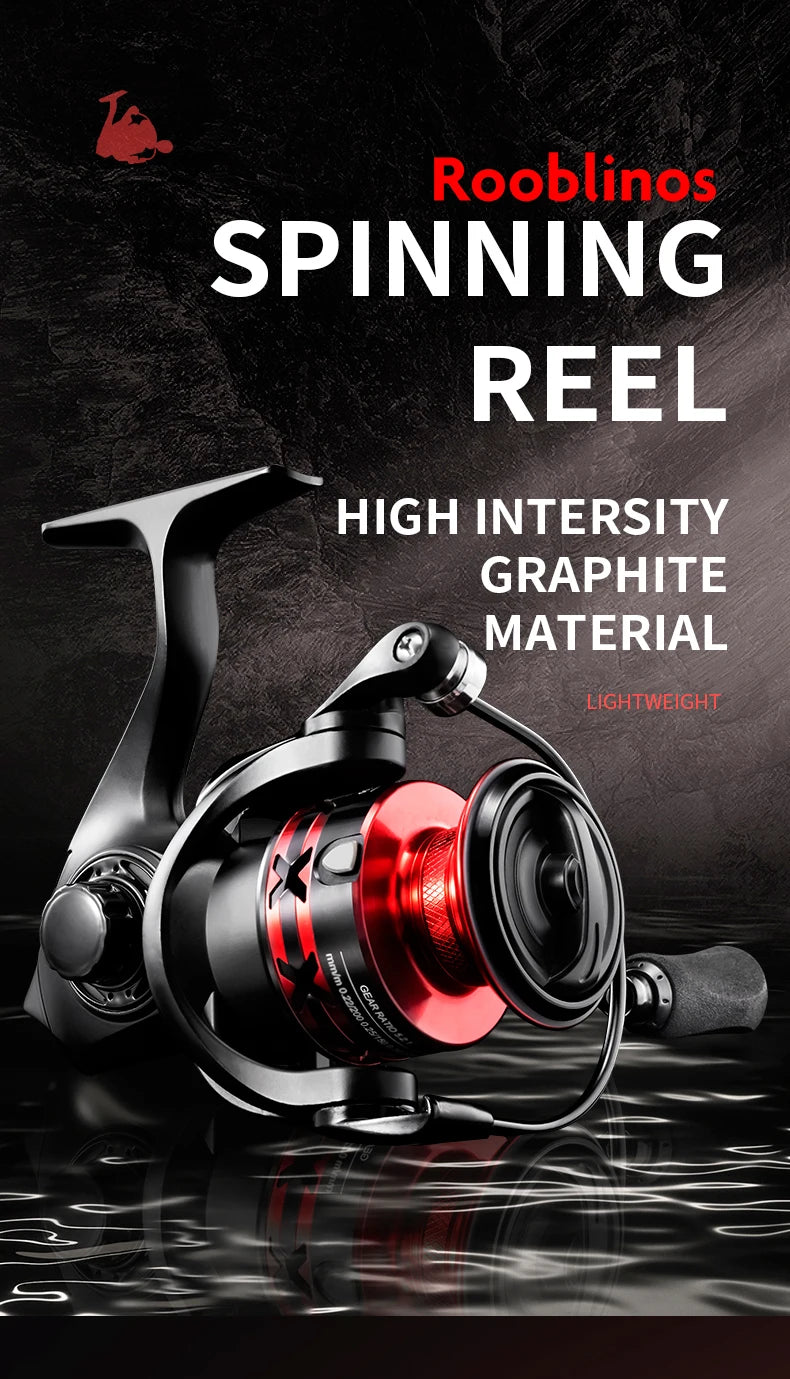 Rooblinos HT 5.2:1 7+1BB Spinning Reels Metal Spool carretilhas de pesca Reel for Fishing Accessories Peche