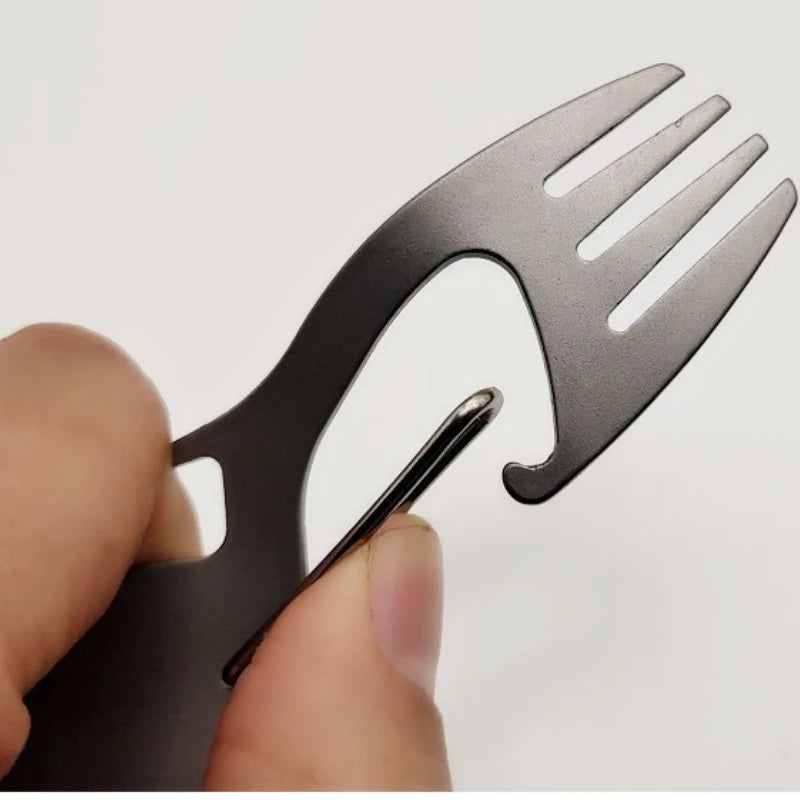 Multi functional pure titanium dual-use fork spoon, light titanium alloy spoon outdoor camping tableware spoon