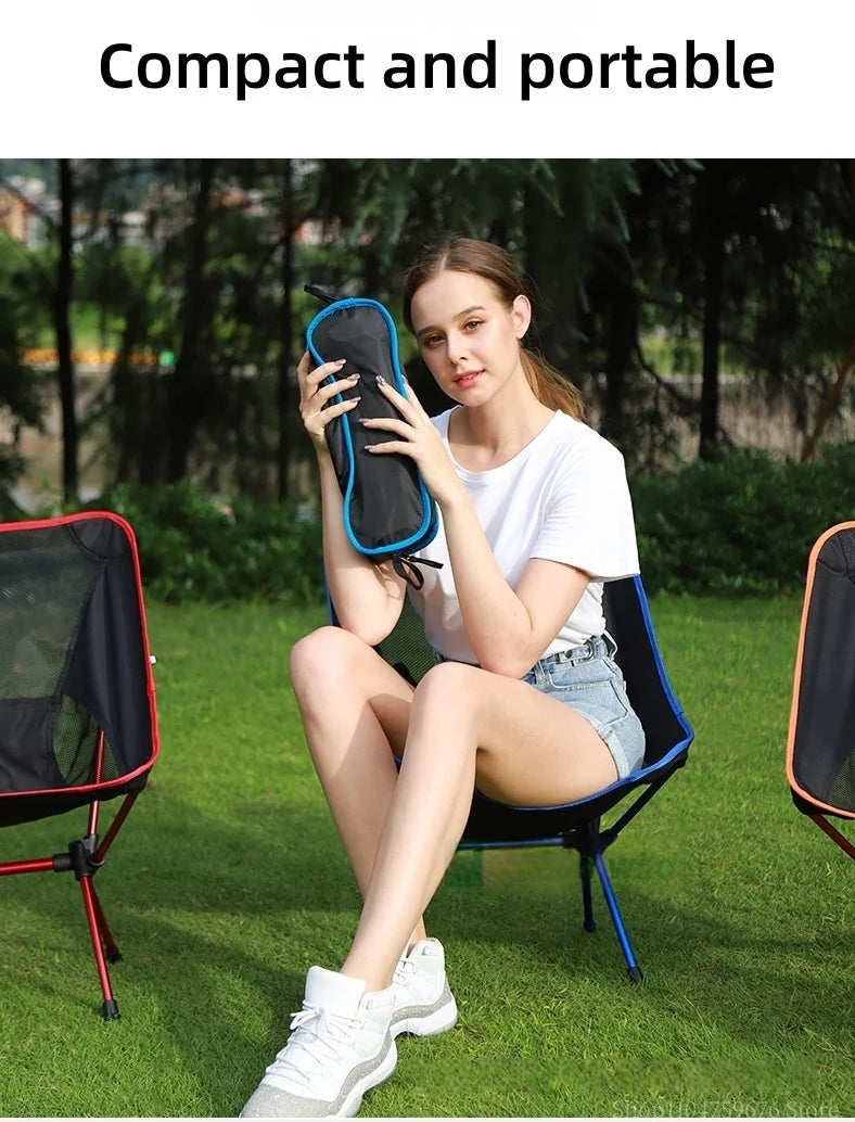 Portable outdoor folding chair, ultra-light camping chair, beach leisure lounge chair, outdoor fishing chair, hiking beach tools