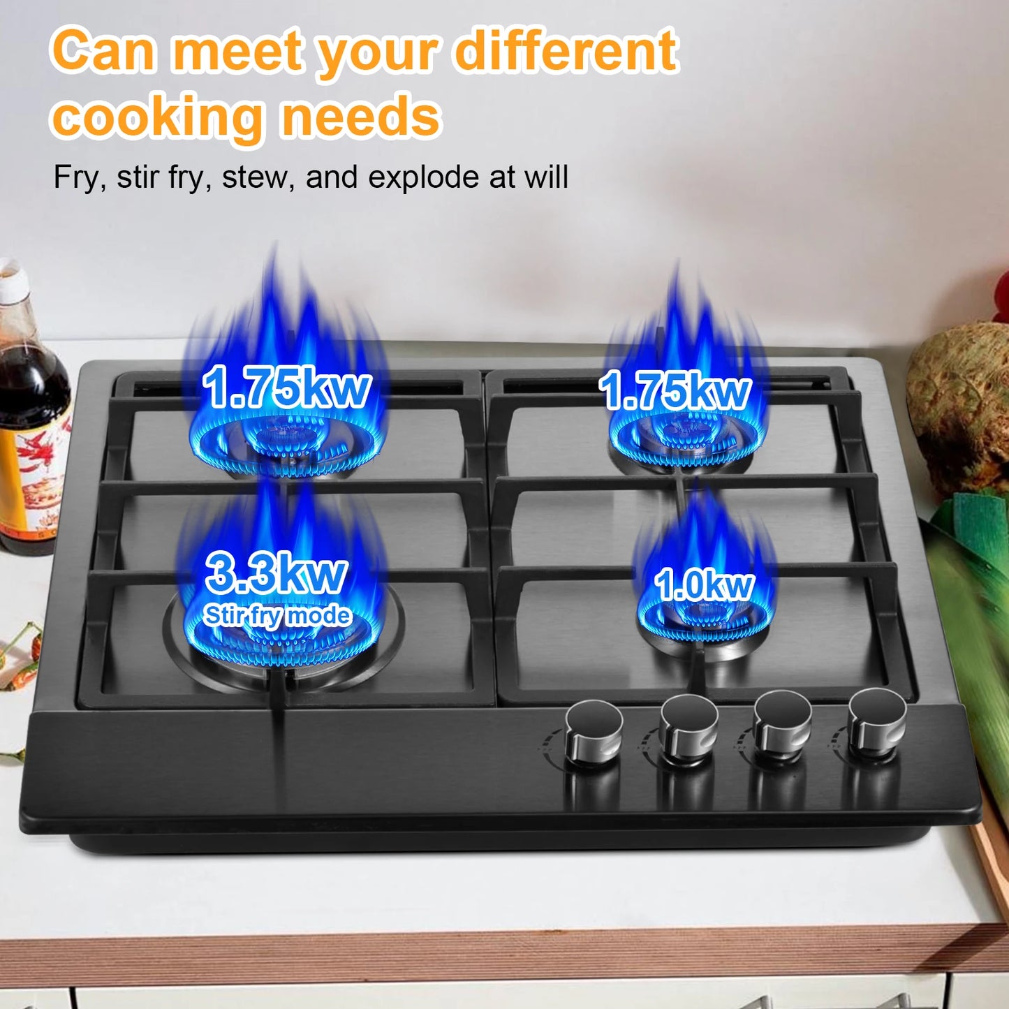 Indoor Propane Stove with Auto Ignition, Portable Countertop Stove Built-in Powerful Burners for Kitchen Cooking,Camping,Outdoor