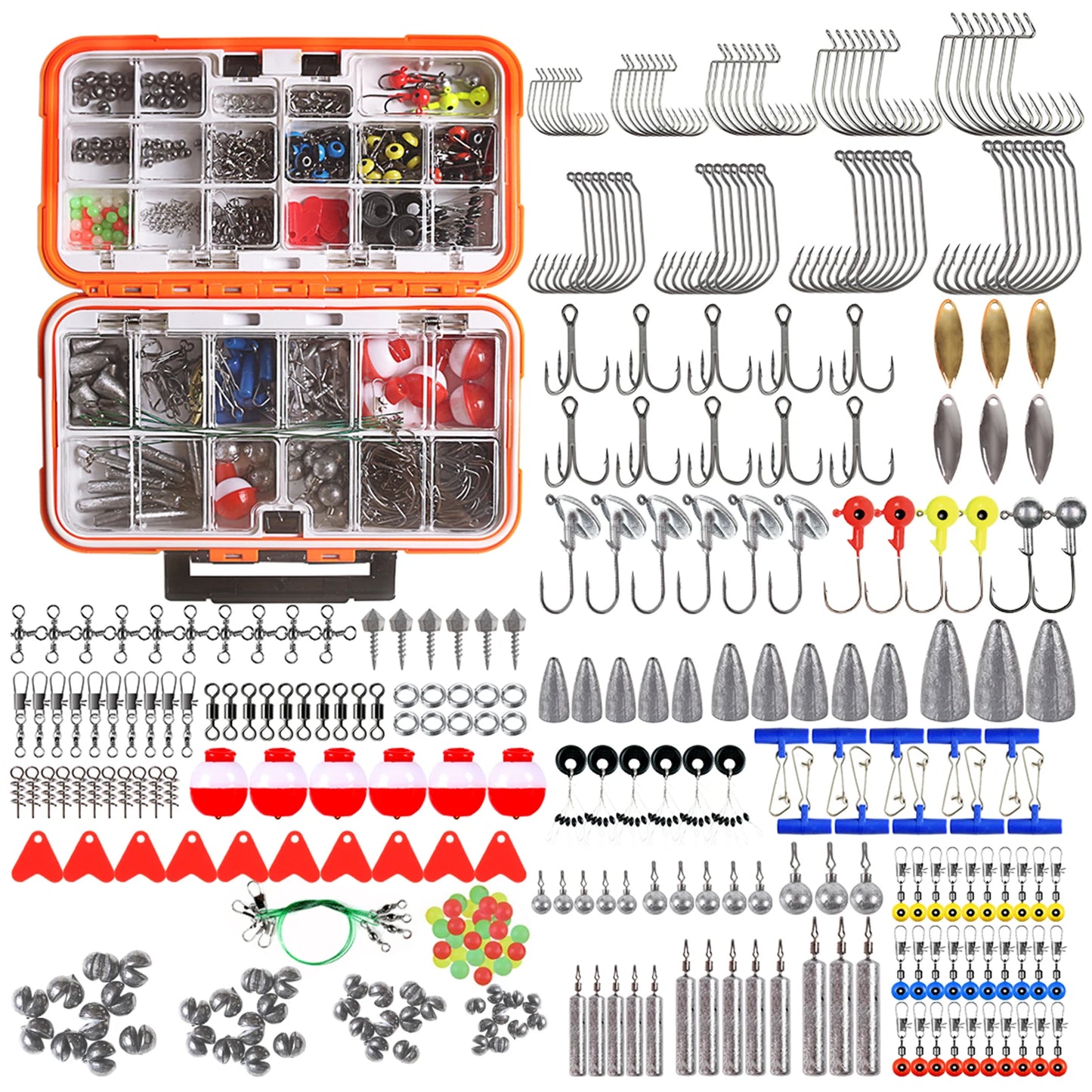 Fishing Accessories Kit Including Tackle Box Fishing Hooks Weights Jig Heads Barrel Swivels Fishing Accessories Set