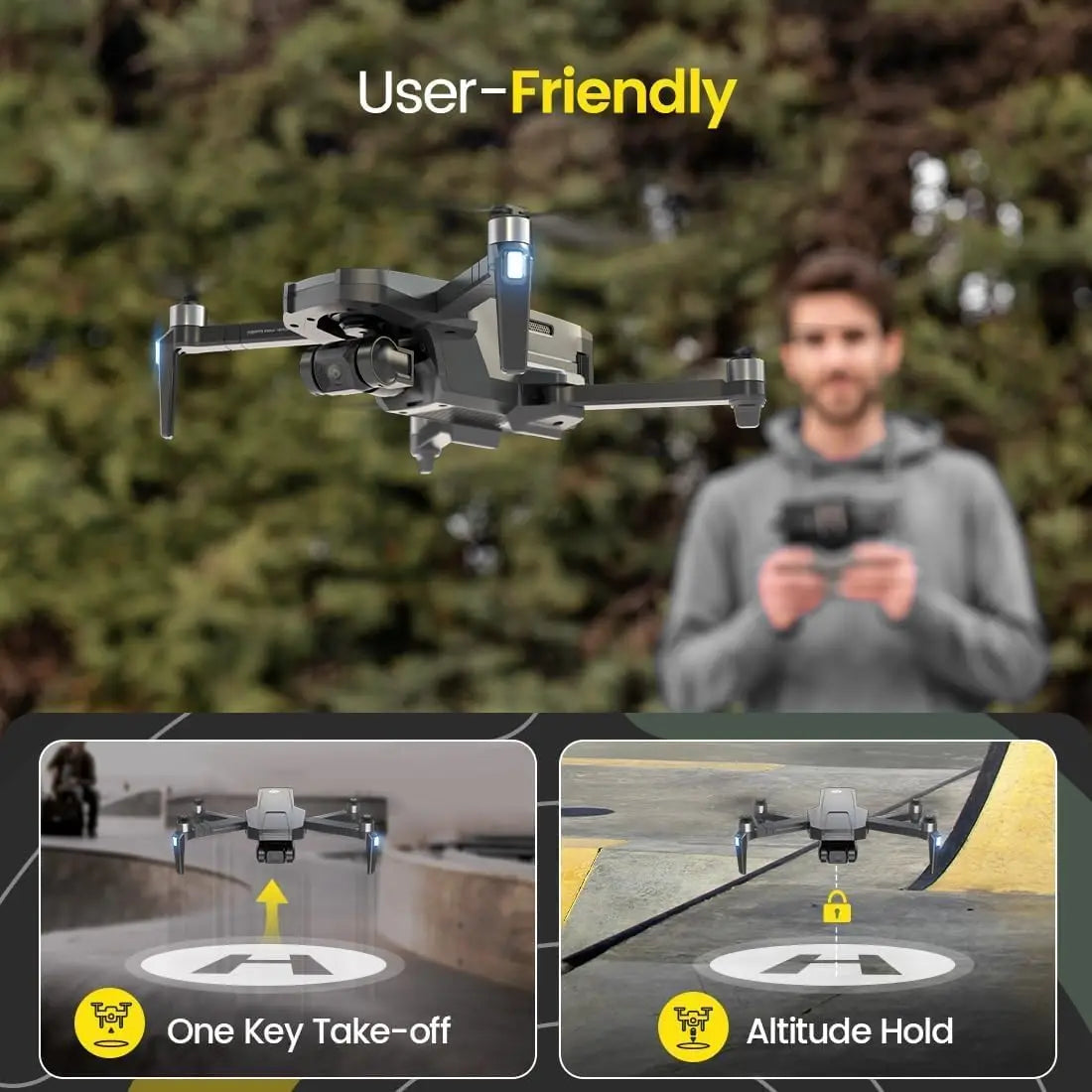 4K GPS Drone with 3-Axis Gimbal, Foldable Quadcopter for Adults, 10000ft Range, Follow Me & Auto Return
