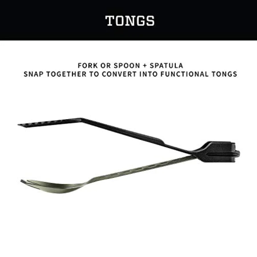 Gear ComplEAT Camping Utensils Set for Outdoor Cooking, Camping Cutlery with Fork, Spoon, Tongs, Spatula and Multi-Functional T