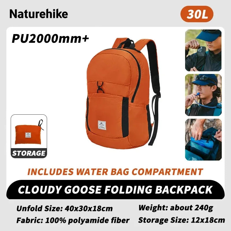 Naturehike 30L Silicone Folding Backpack Lightweight Portable Waterproof Outdoor Camping Hiking Shoulder Bag for Travel Airplane