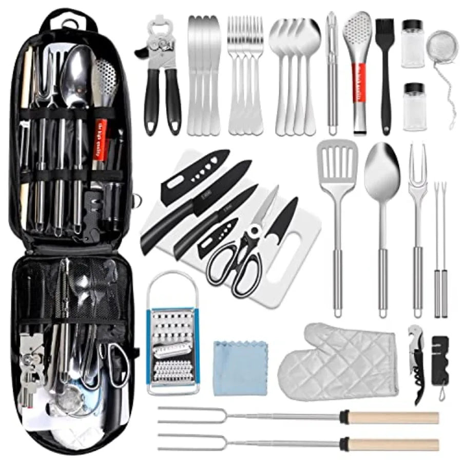 35-Piece Camping Kitchen Utensil Set Portable Outdoor Cooking Utensils for Camping, RV, Backpacking and BBQ Complete Camp Kitch