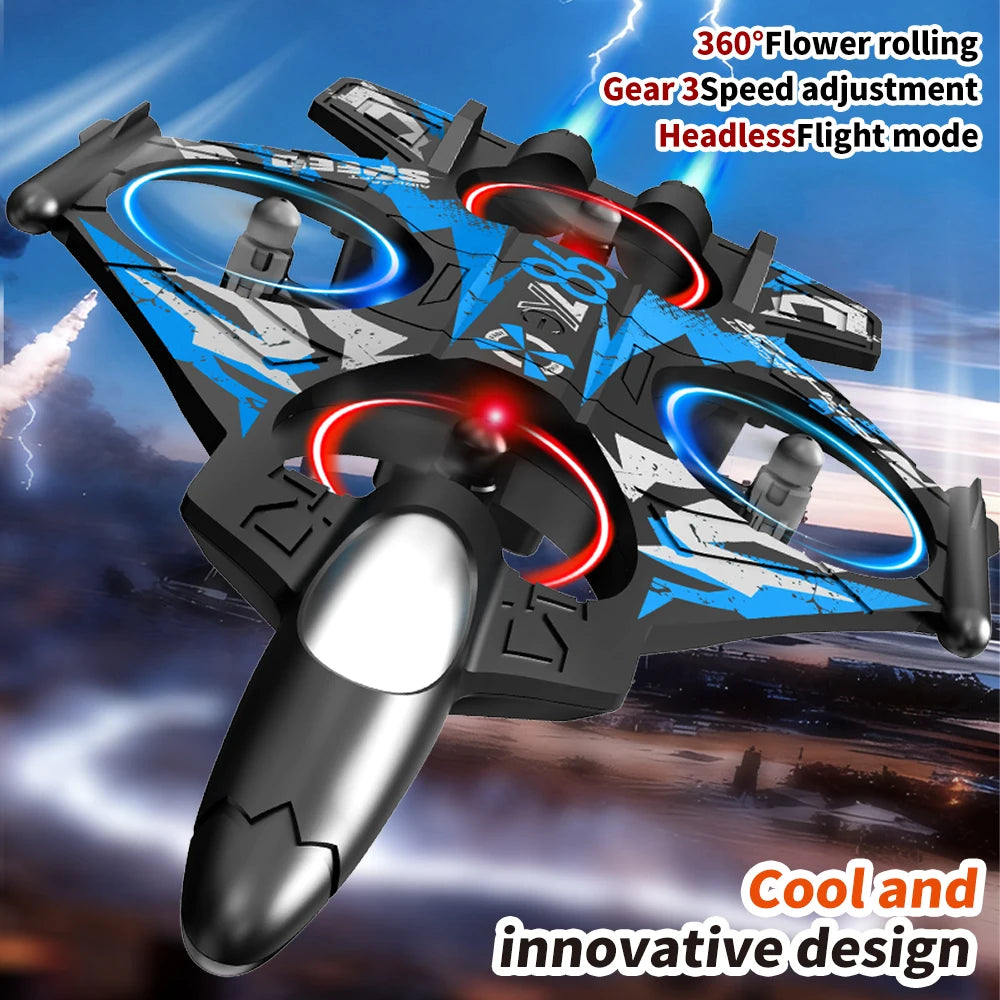 Fighter Jet Drone With Screen Remote Altitude Hold 360° Stunt Roll 2.4G Multiplayer Play Cool LED Light Beginner Friendly RC Quadcopter