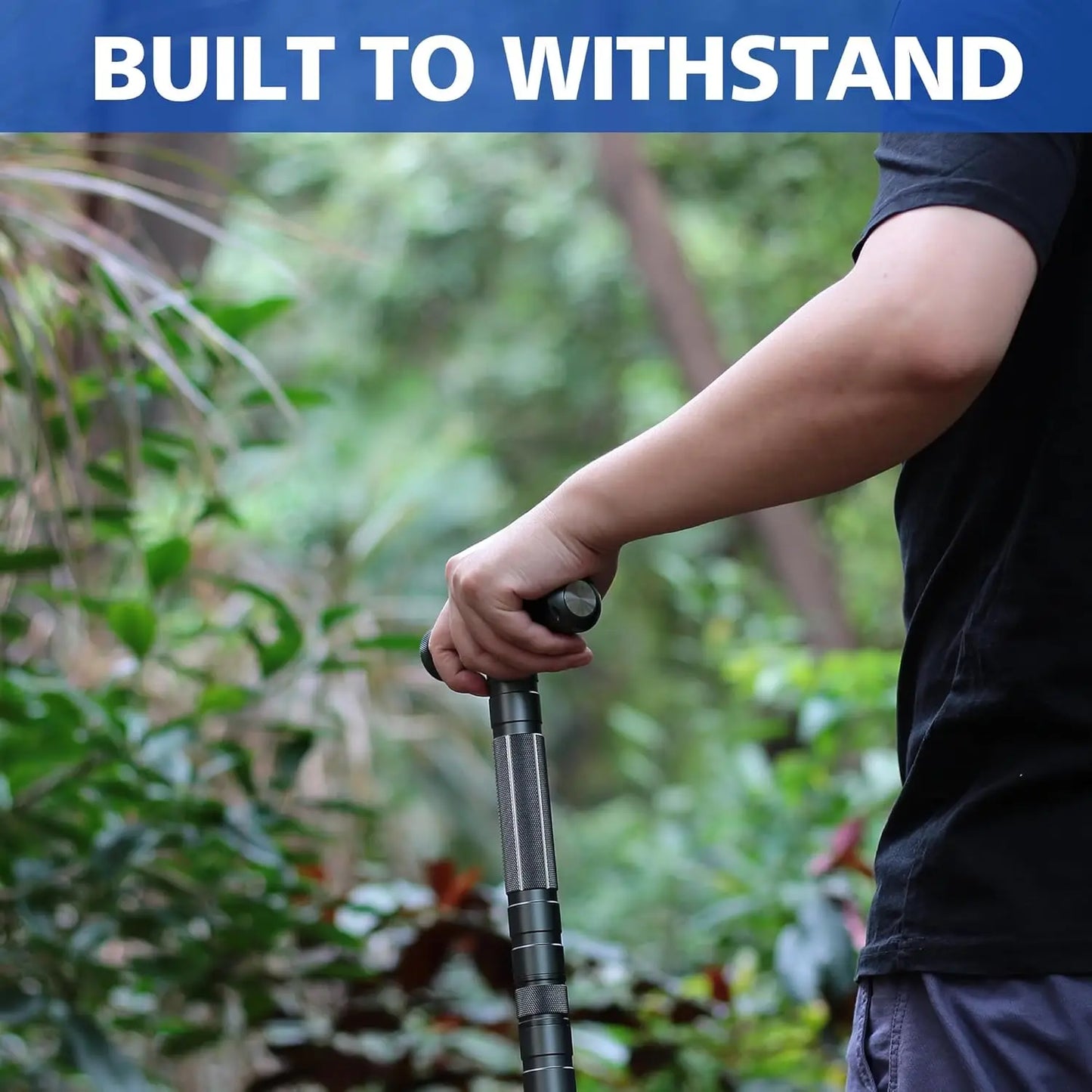 Adjustable Hiking Stick with Fire Starter - Durable Trekking Pole for Camping and Outdoor Adventures