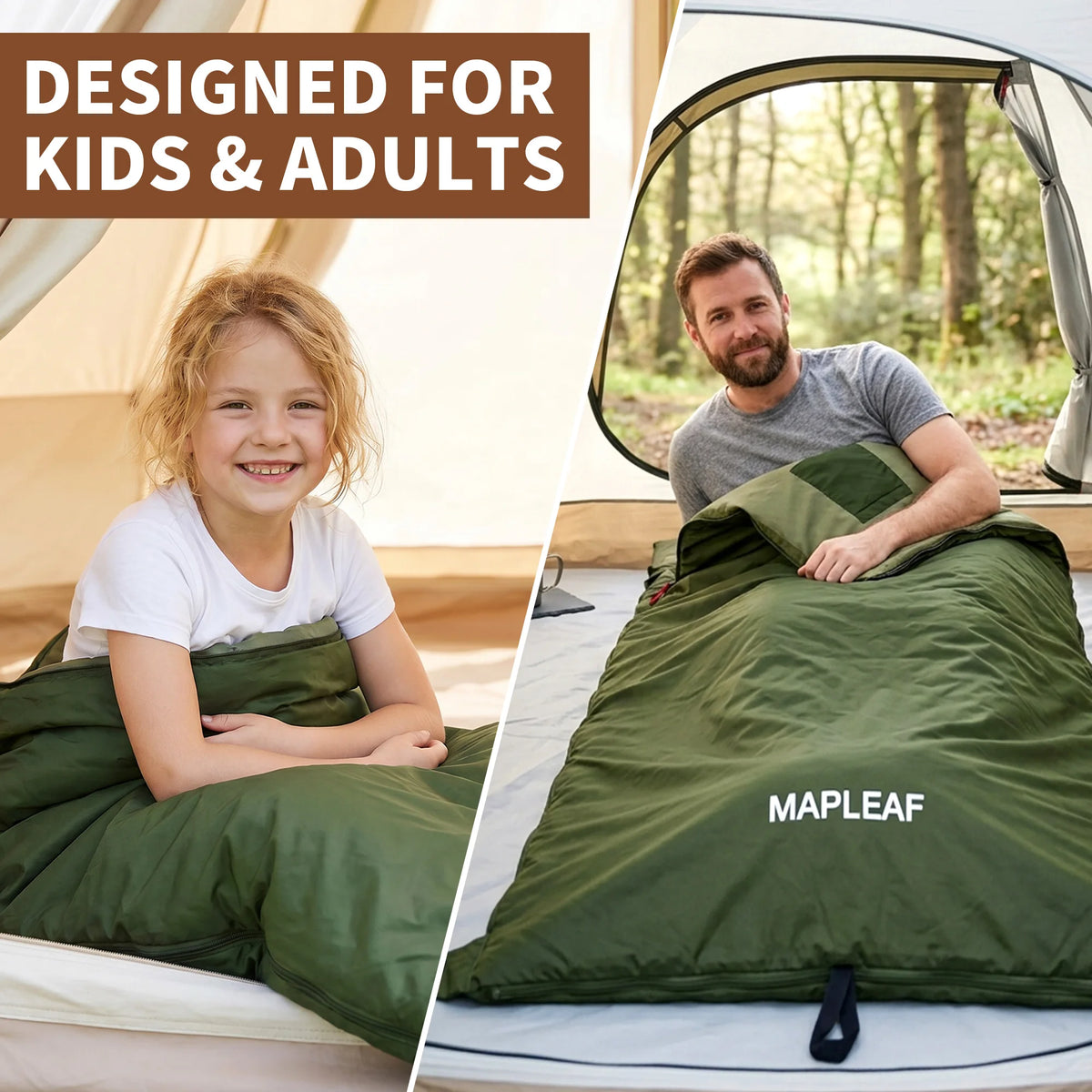 MAPLEAF Portable Sleeping Bag Waterproof Splicable Lightweight Compact Compression Sack Camping Hiking Climbing