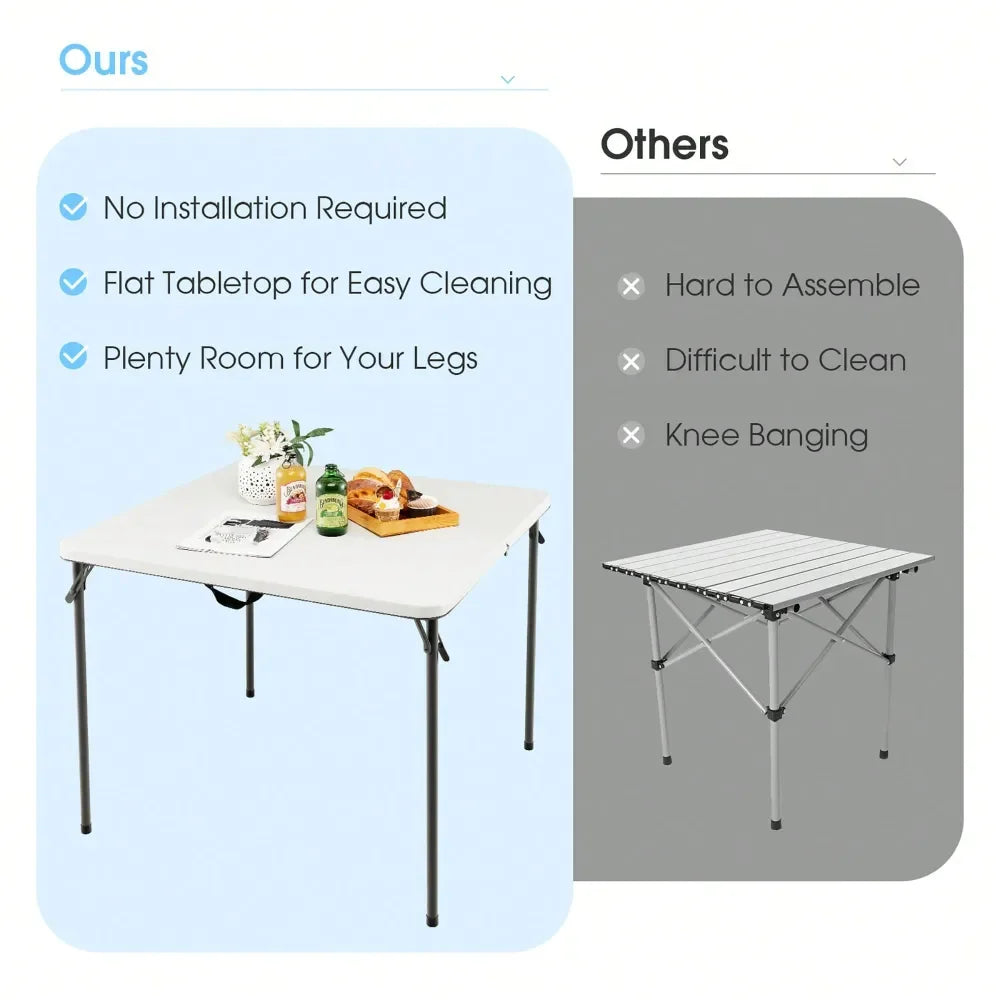 Folding Camping Table Portable HDPE Outdoor Picnic Dining Table W Handle
