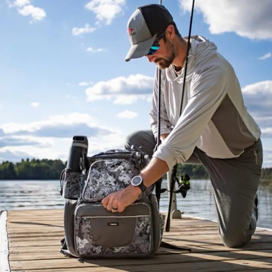 Fishing Backpack with 2 Rod Holders and 4 Tackle Boxes, Large Tackle Storage Bag With Rain Cover for Fishing Gear