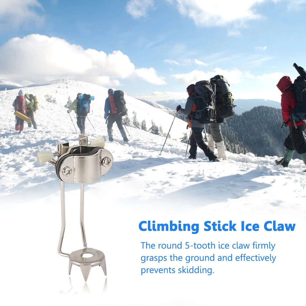 Hiking Grip Crutches Stainless Steel Climbing Ice Crutches Anti-skid Non Slip for Winter Outdoor Snow for Mountaineering