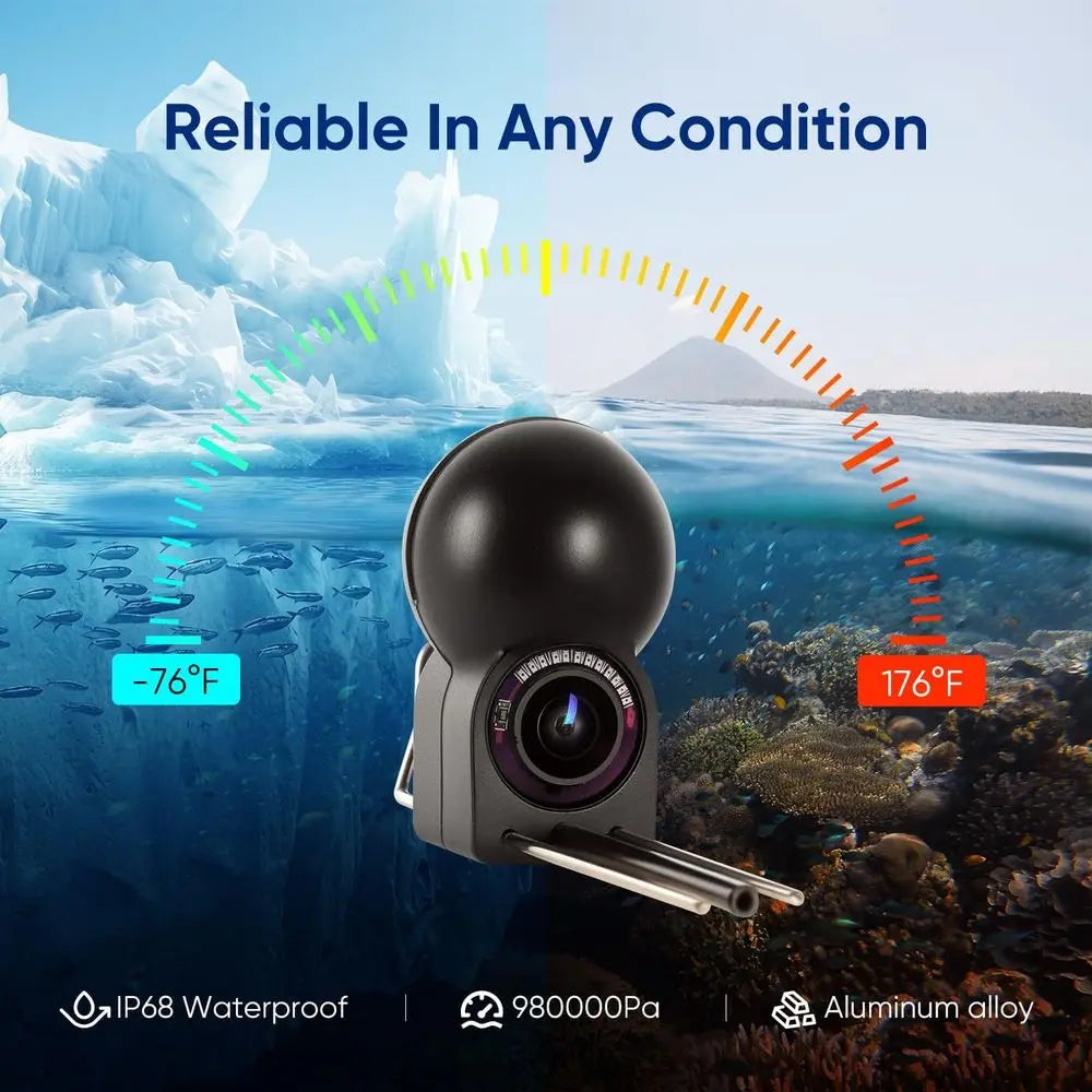 5 1000TVL Waterproof Fish Finder Camera with Wide-Angle Lens and Infrared Night Vision for Ice, River, and Boat Fishing - 65ft C