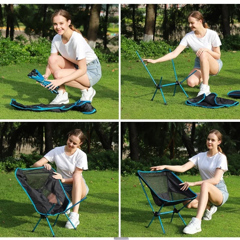 Portable outdoor folding chair, ultra-light camping chair, beach leisure lounge chair, outdoor fishing chair, hiking beach tools