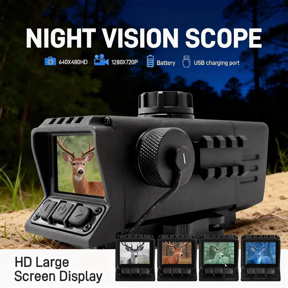 Digital Night Vision Scope 3.5X Optical 7X Digital Zoom, Audio & Video Recording Day/Night Hunting Sight with 850nm IR Illuminat