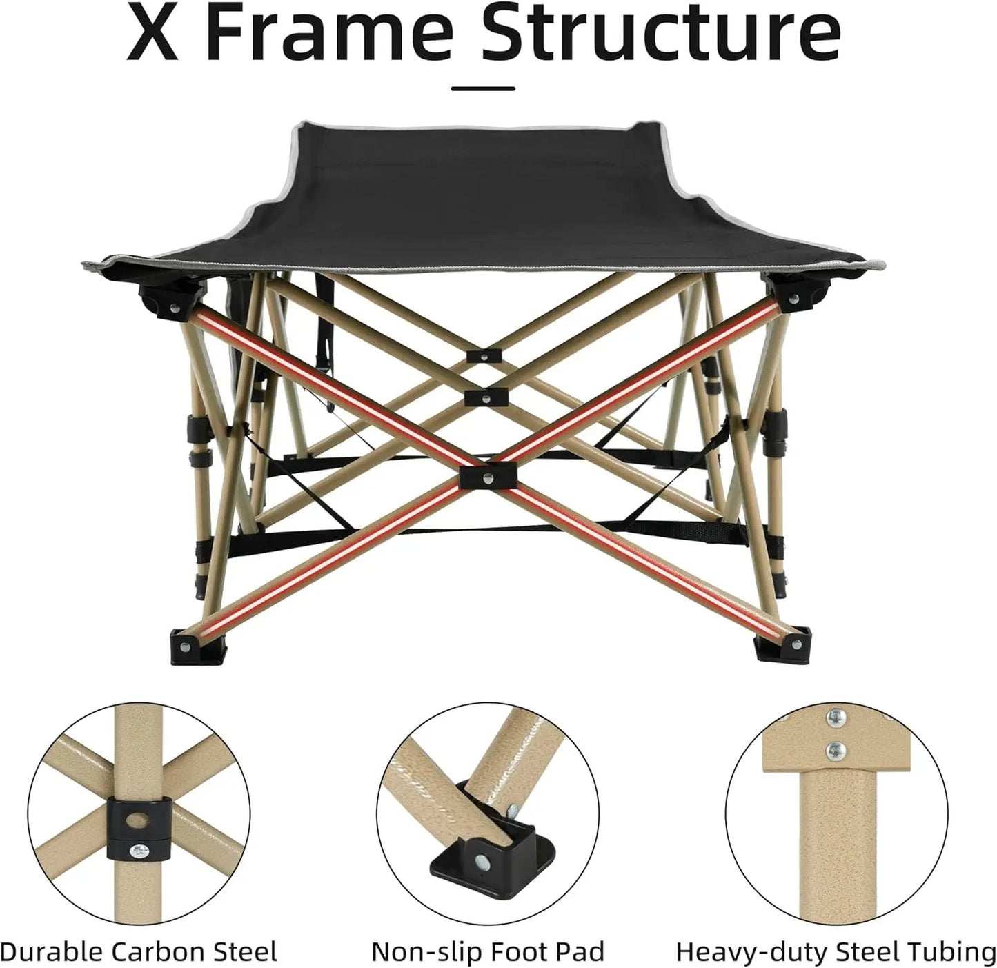 Extra Wide Camping Cot 600LBS, Folding Bed with Thick Mattress for Outdoor/Home Nap