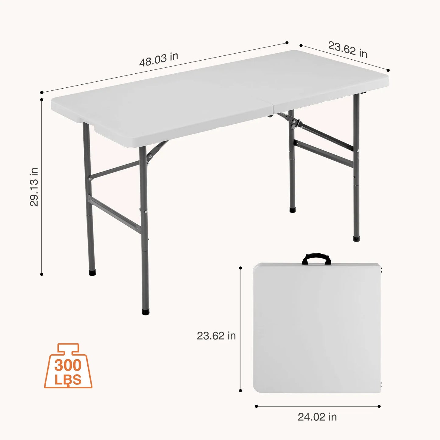 4/6/8 FT Portable Folding Outdoor Indoor Table Heavy Duty Foldable Table with Carrying Handle Safety Lock For Camping Picnic Dining