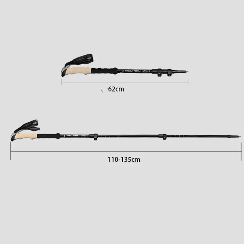 2PCS Trekking Poles Walking Sticks Alpenstock Telescopic Ultralight Premium Adjustable with Quick Lock Hiking Cane