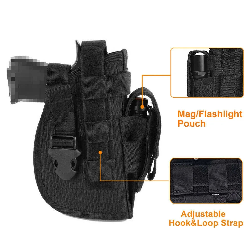 Universal Tactical Nylon Gun Holster Molle Modular Pistol Holster Hunting Universal Gun Holster Right Hand Waist Belt Holster
