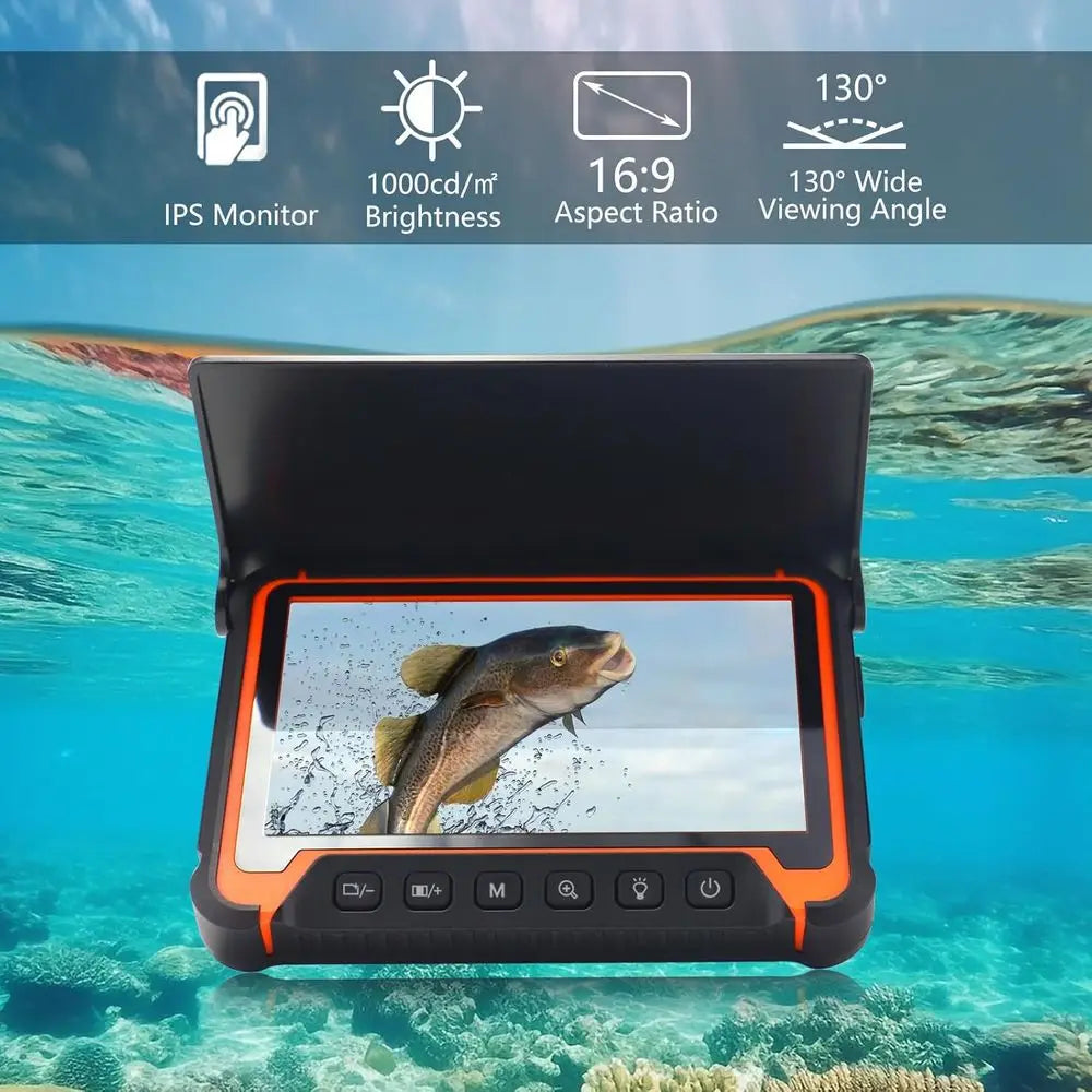 7 IPS Display Fish Finder, 1000TVL Underwater Camera with 12 IR Lights, 6H Battery, USB-C Charge, 48FT Cable for Fishing