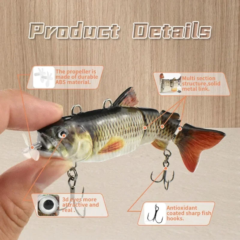 Electric Robotic Fishing Lure 20g 90mm Automatic 4-Segment Multi-Jointed Swimbait USB Rechargeable Wobbler for Pesca Accessories