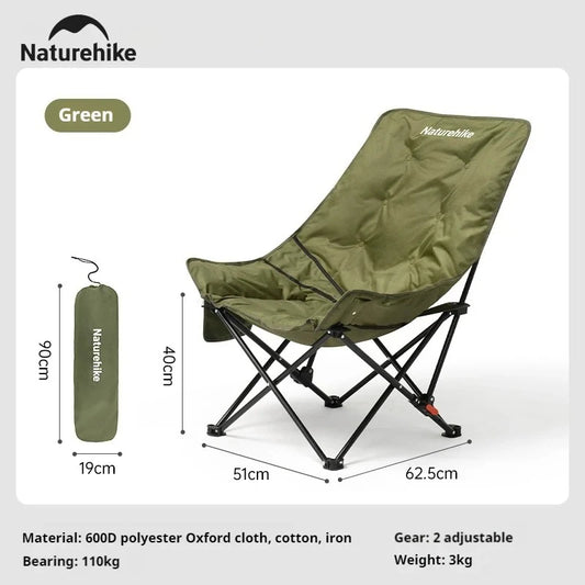 Naturehike High Back Moon Chair Camping Outdoor Fishing Folding Gather Adjustable Lounge Chair Portable Picnic Leisure Seat