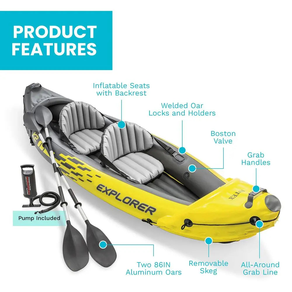 68307EP K2 Inflatable Kayak Set Deluxe 86in Kayak Paddles And HighOutput Pump Adjustable Seats With Backrest Removable Custom