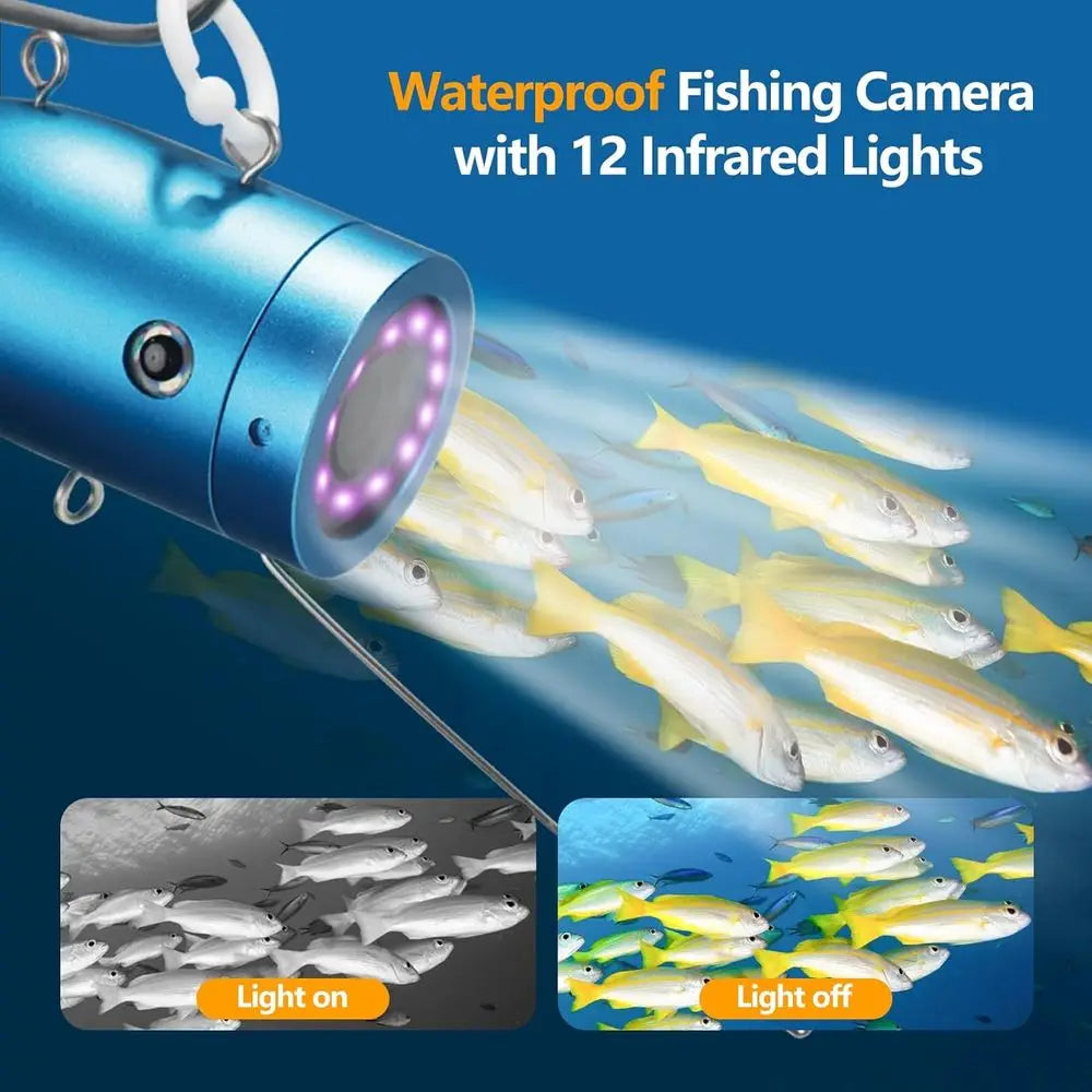 7 IPS Display Fish Finder, 1000TVL Underwater Camera with 12 IR Lights, 6H Battery, USB-C Charge, 48FT Cable for Fishing