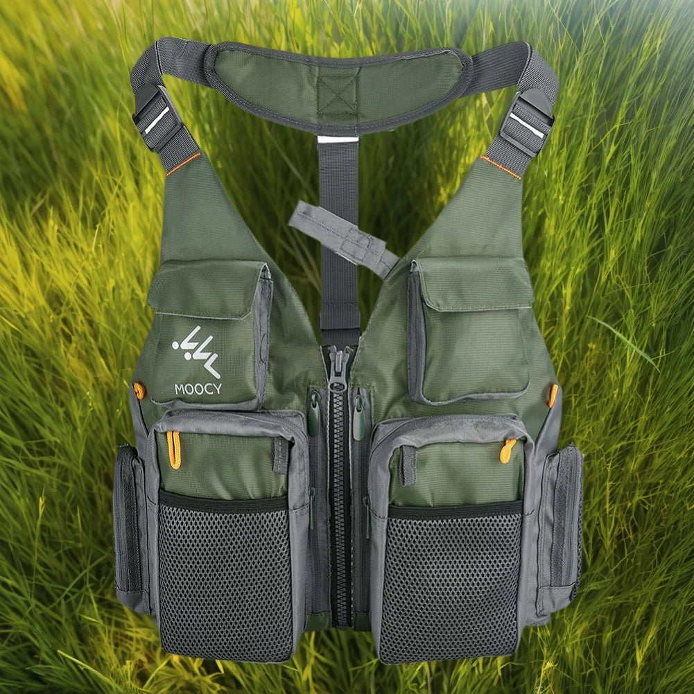 Fishing Vest Breathable Fishing Travel Mesh Vest with Zipper Pockets Summer Work Vest for Outdoor Running Travel Hiking