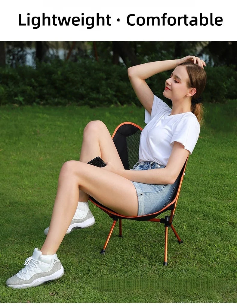 Portable outdoor folding chair, ultra-light camping chair, beach leisure lounge chair, outdoor fishing chair, hiking beach tools