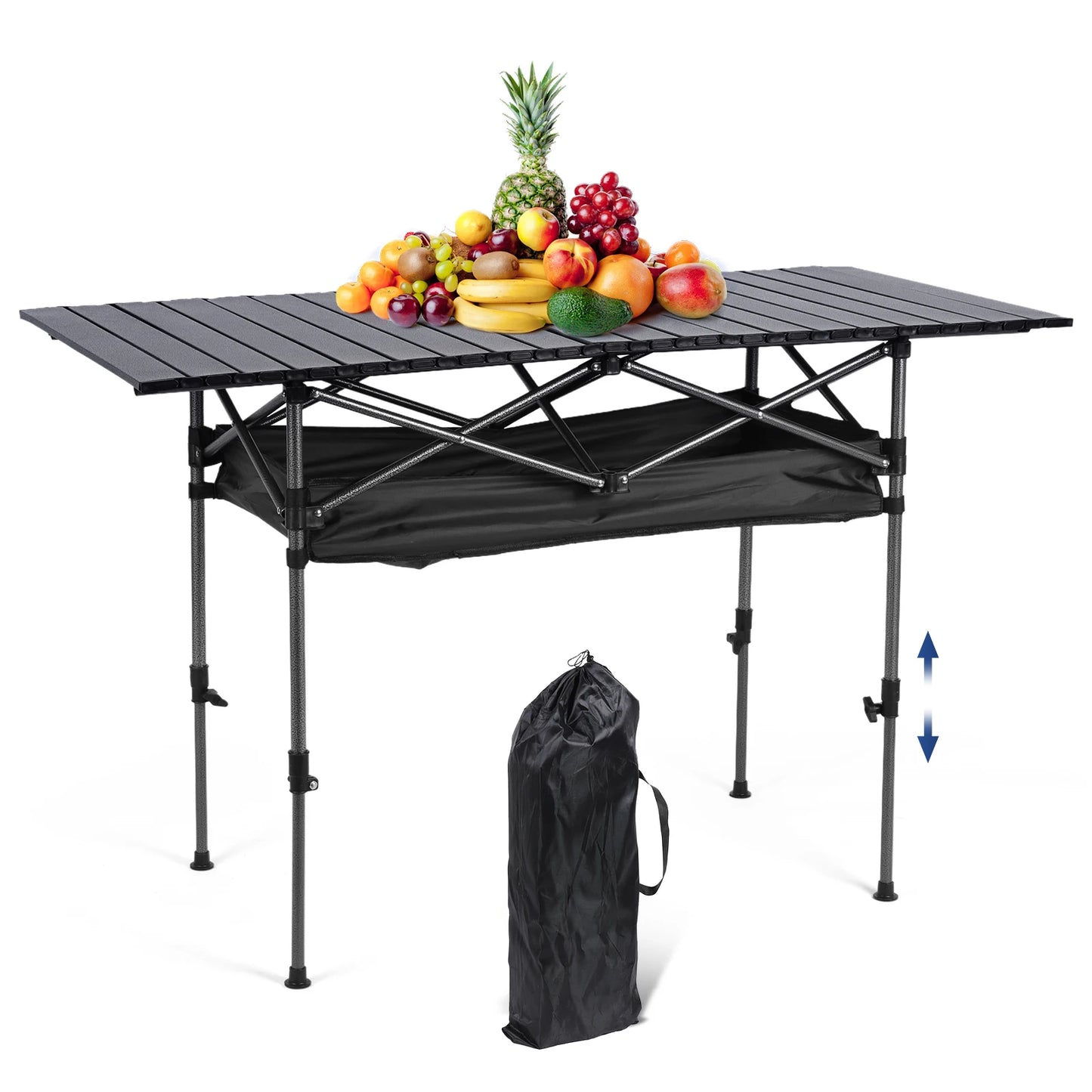 Outdoor Folding Table Lightweight Camping Lifting Table Large Capacity Ultralight Dinner Desk for Picnic Camping Trip Beach BBQ