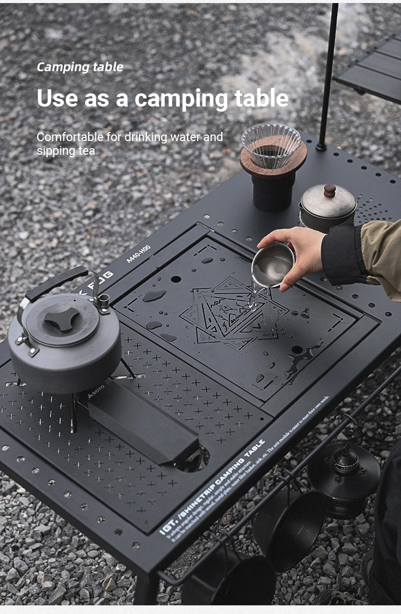 DIVEDEER Camping Picnic Table IGT Portable Outdoor Multi-Functional Detachable Folding Table Set with Grill Accessories