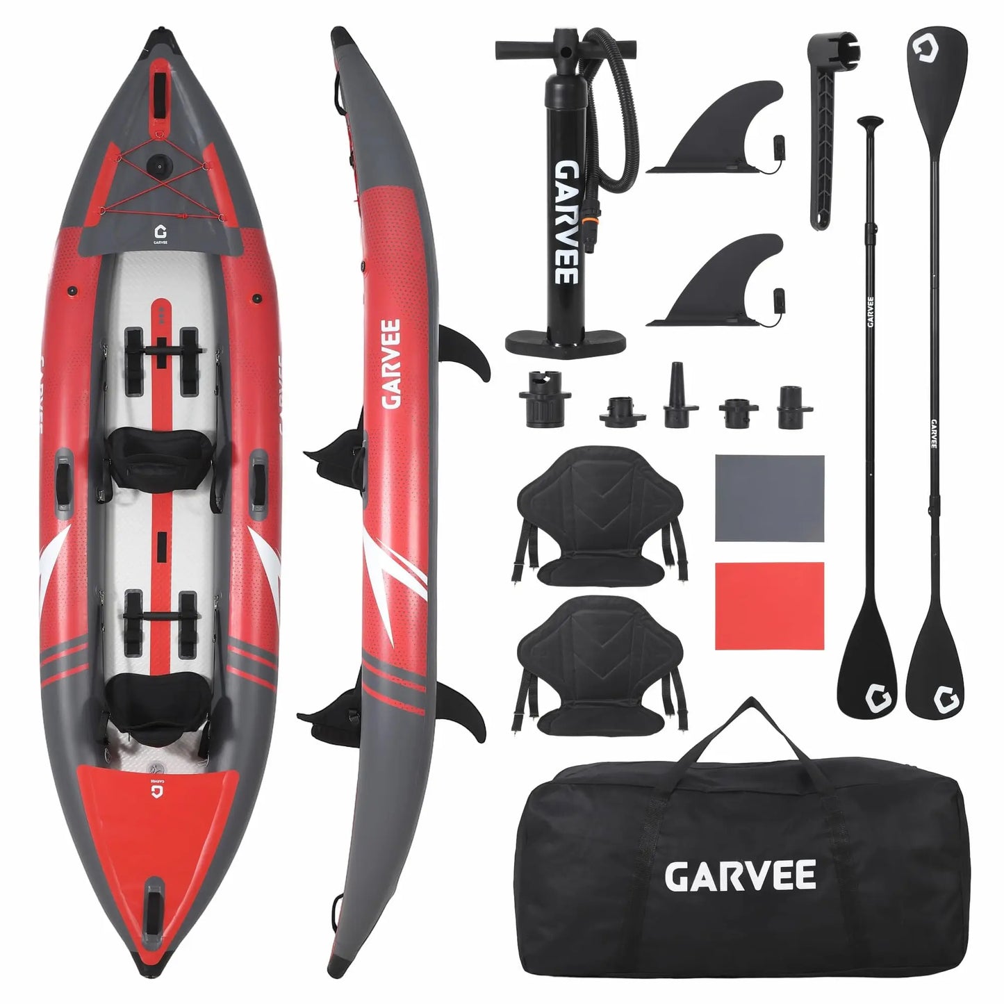 2 Person Inflatable Kayak 12.5 ft, Fishing Kayak for Adults with Padded Seat and 3 Fins, Portable Touring Kayak