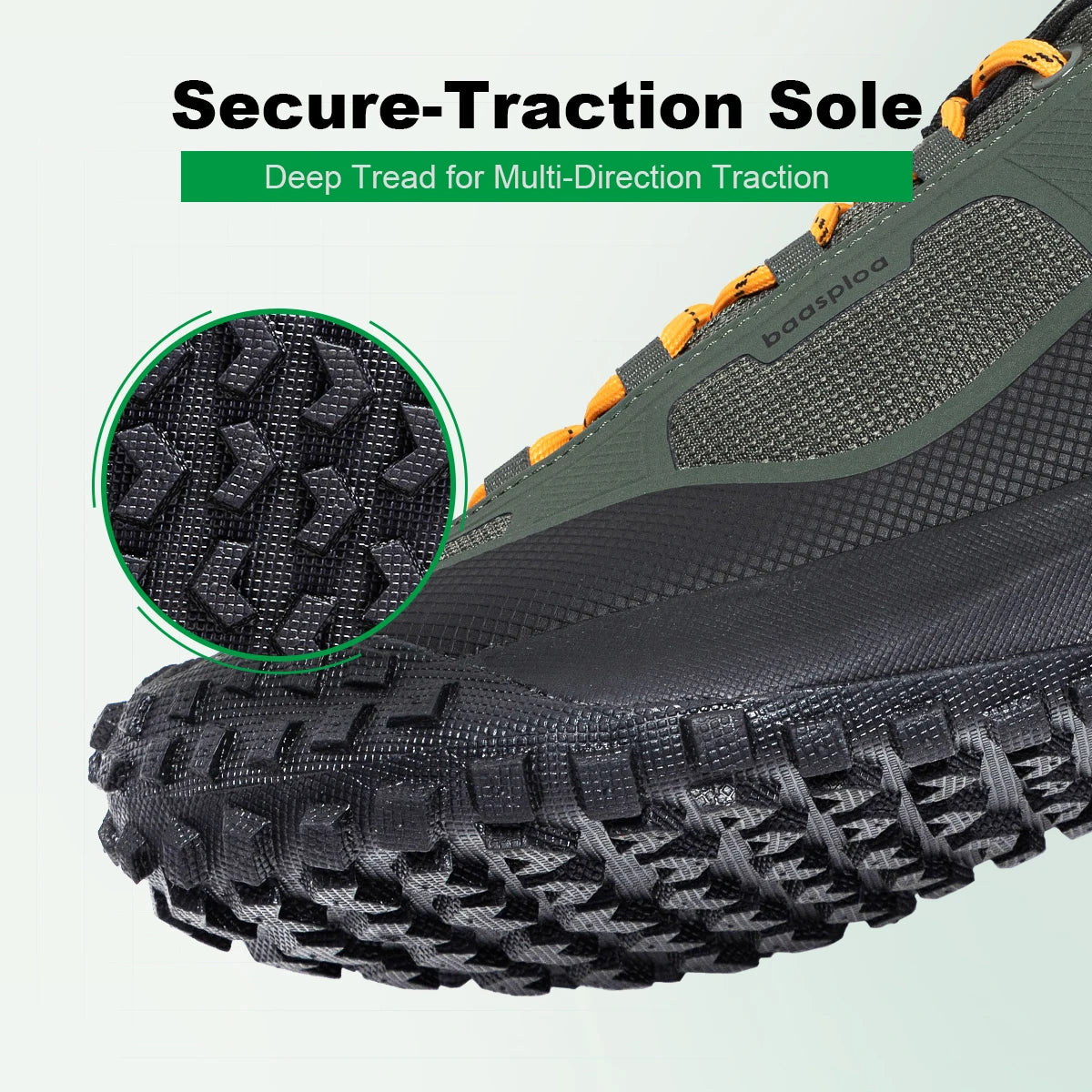 Baasploa Men Hiking Shoes Casual Lightweight Lace-Up Walking Shoes Male Outdoor Waterproof Camping Resistant Non Slip Sneakers