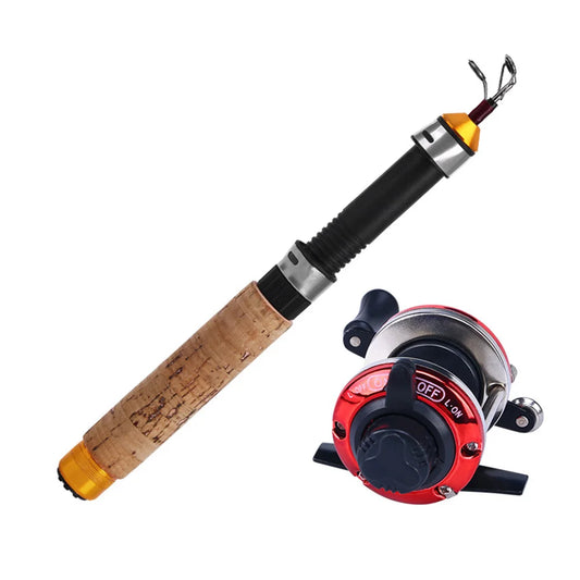 Telescoping Ice Fishing Rod Set Carbon Fiber Ice Fishing Rod and Reel Combo Mini Pole Ice Fishing Reel Set for Ice Fishing