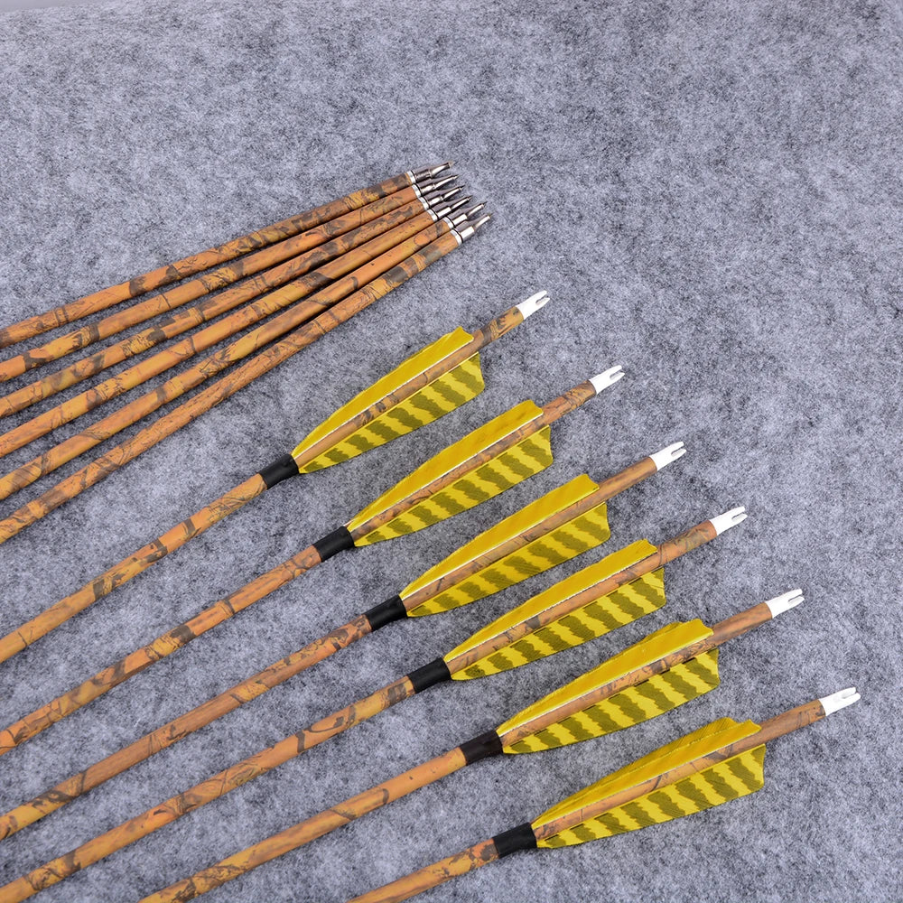 Mixed Carbon Arrows Camo Color Spine 500 100 grain Arrowhead Arrow Shaft ID6.2mm for Bow Hunting Shooting Target 6/12pcs