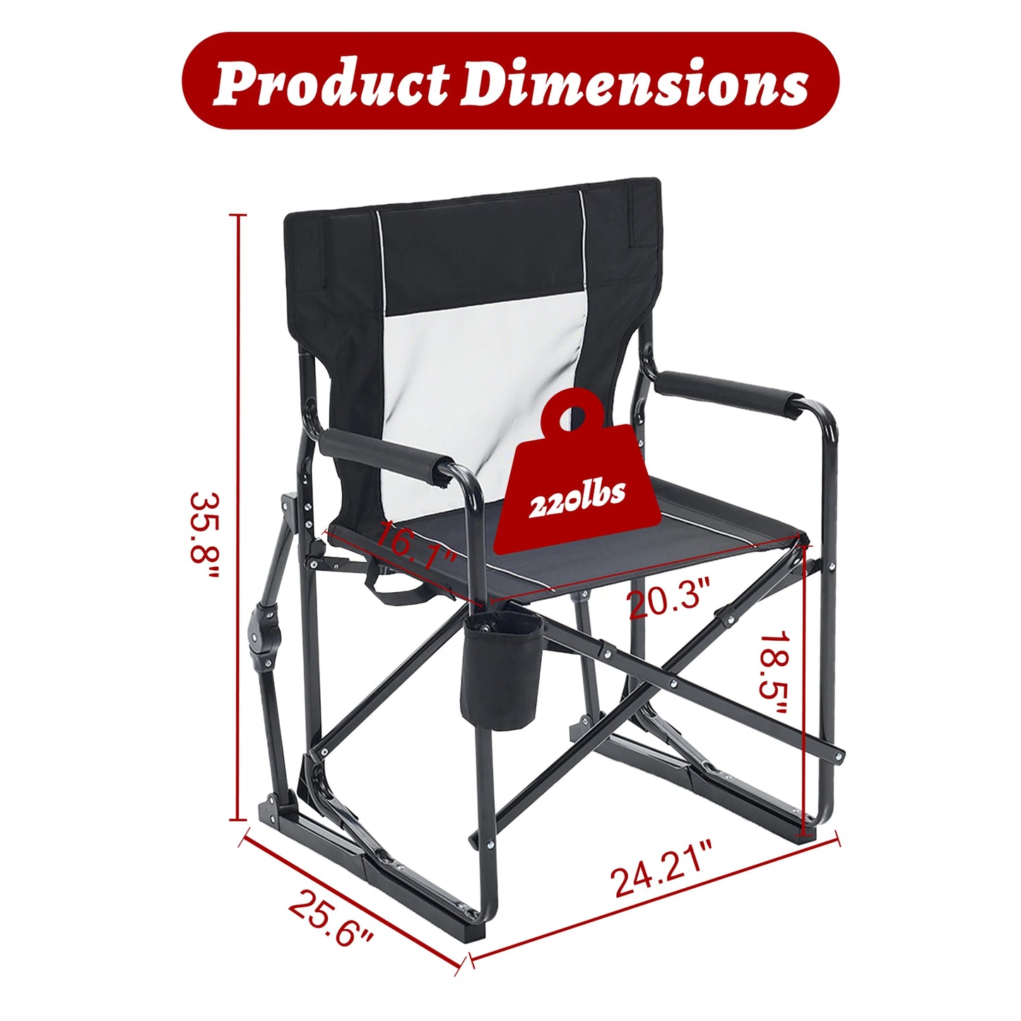 JHK Outdoor Folding Portable Camping Chair Mesh Back Waterproof Armrests Camping Lawn Chair with Sturdy Frame Foldable Seat for Patio Beach Camping