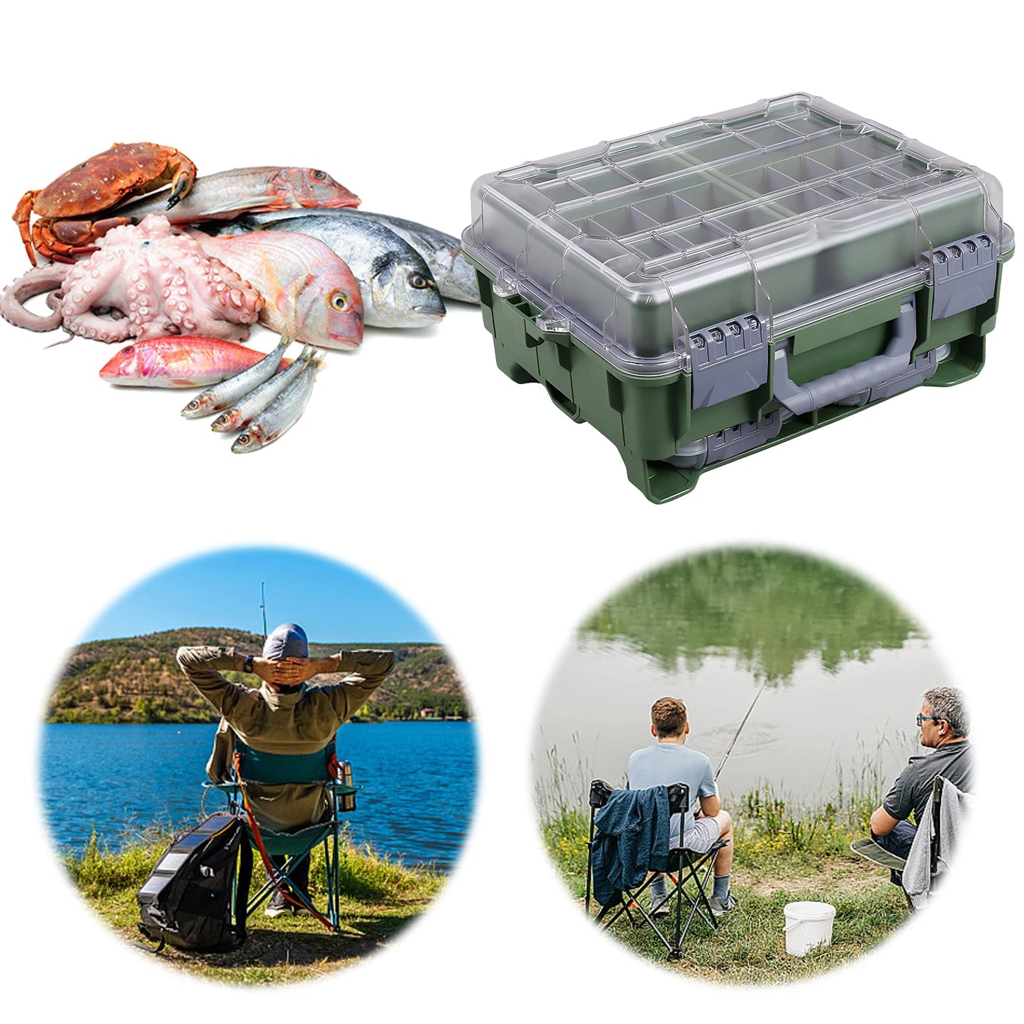 Universal Fishing Tackle Box Removal Inside Design for Fishing Gifts (Green)