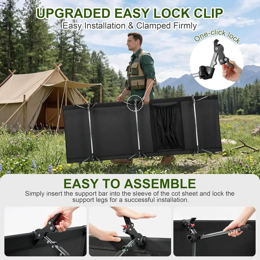 Durable 350lbs Camping Cot, Adjustable Height, Lightweight Portable Folding Bed for Outdoor, Travel, Beach, Office Nap