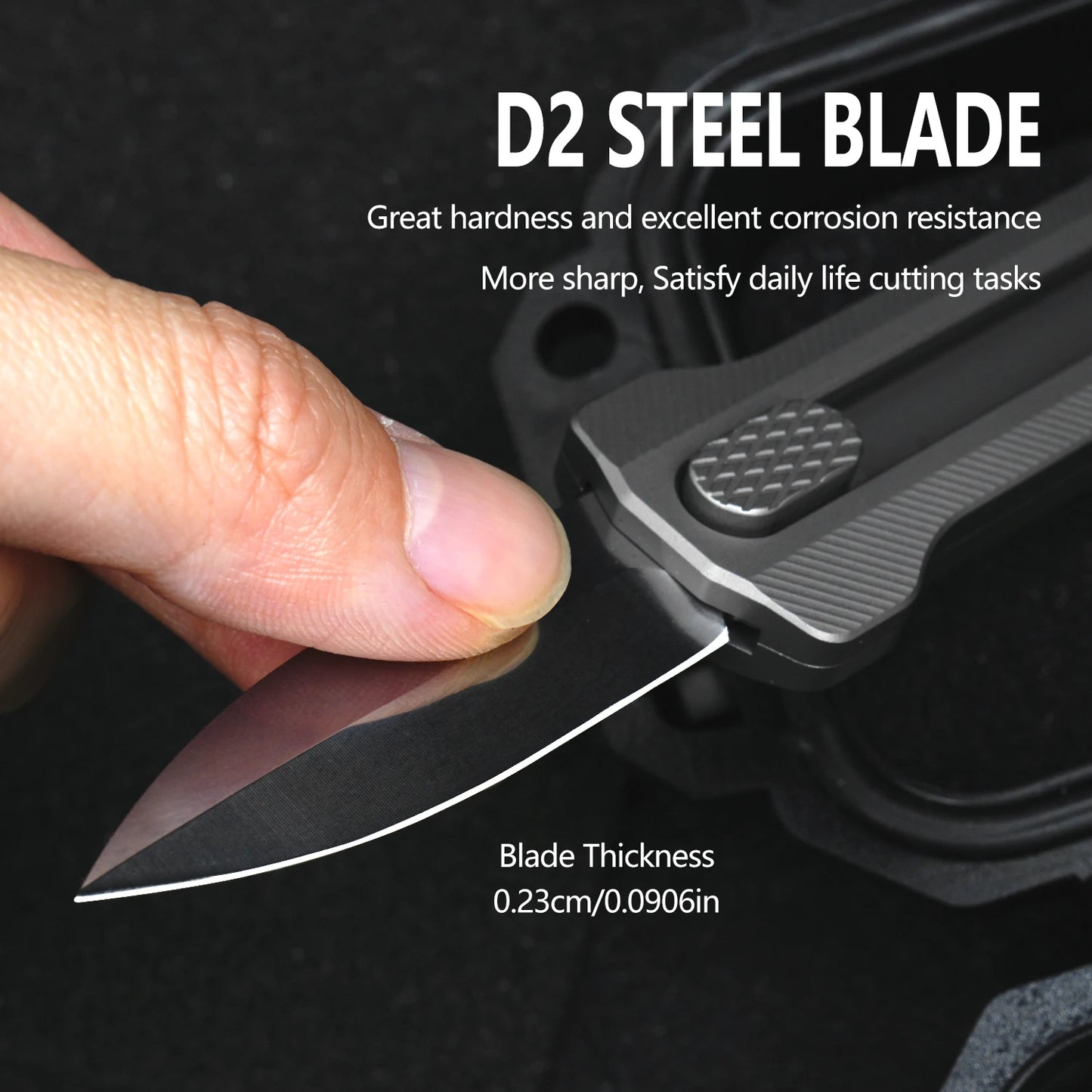Titanium Alloy EDC Pocket Knife,D2 Steel Fixed Blade,With Window Breaker,for outdoor camping Hunting Hiking,Small Cutting Tool