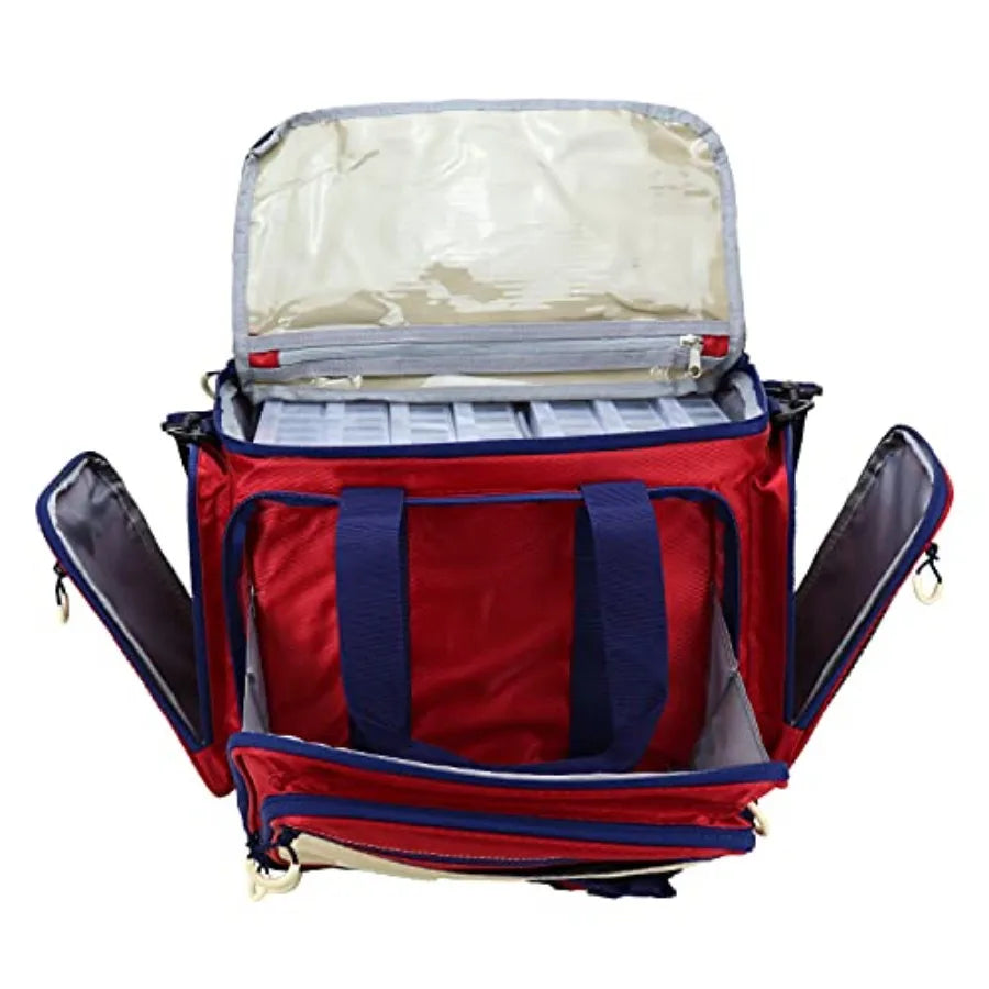 Fishing Tackle Bag with Tackle Boxes, Saltwater Fishing Gear Bag, Tackle Box Organizer with Waterproof Non-Slip Bottom, Padded
