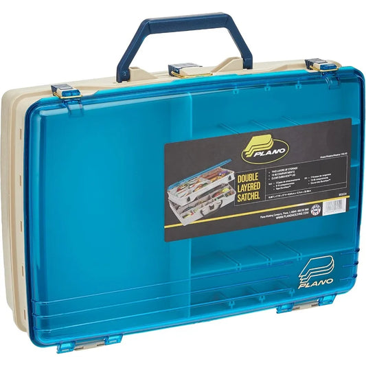 Two Level Satchel Tackle Box Premium Tackle Storage for Fishing with Durable Black Hardshell and Organized Compartments