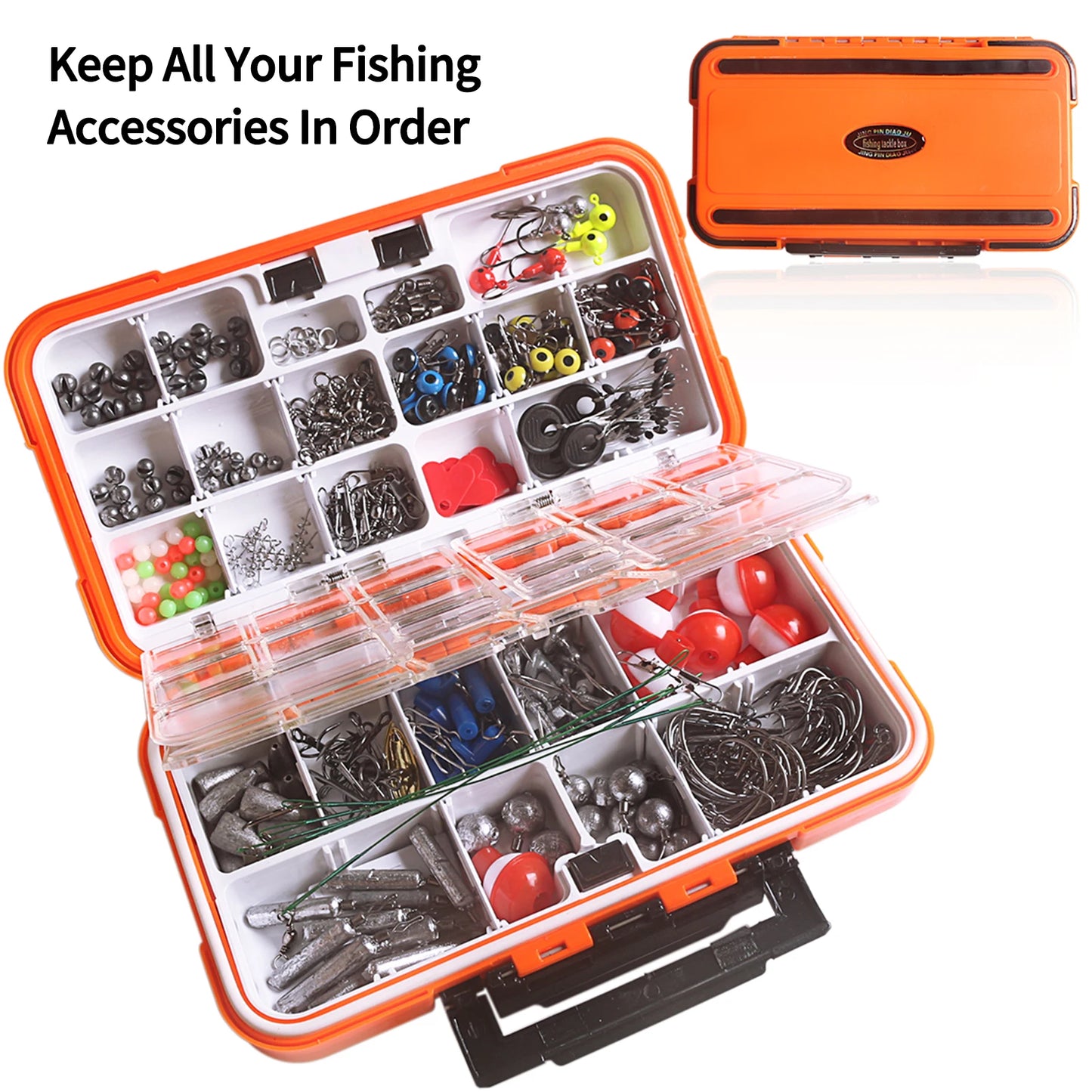 Fishing Accessories Kit Including Tackle Box Fishing Hooks Weights Jig Heads Barrel Swivels Fishing Accessories Set